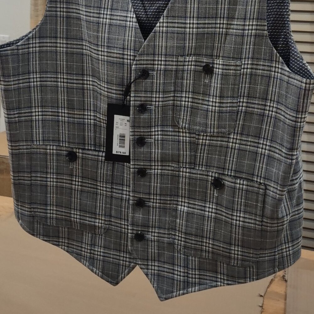 Murano Vest Large (L) Mens Grey Plaid